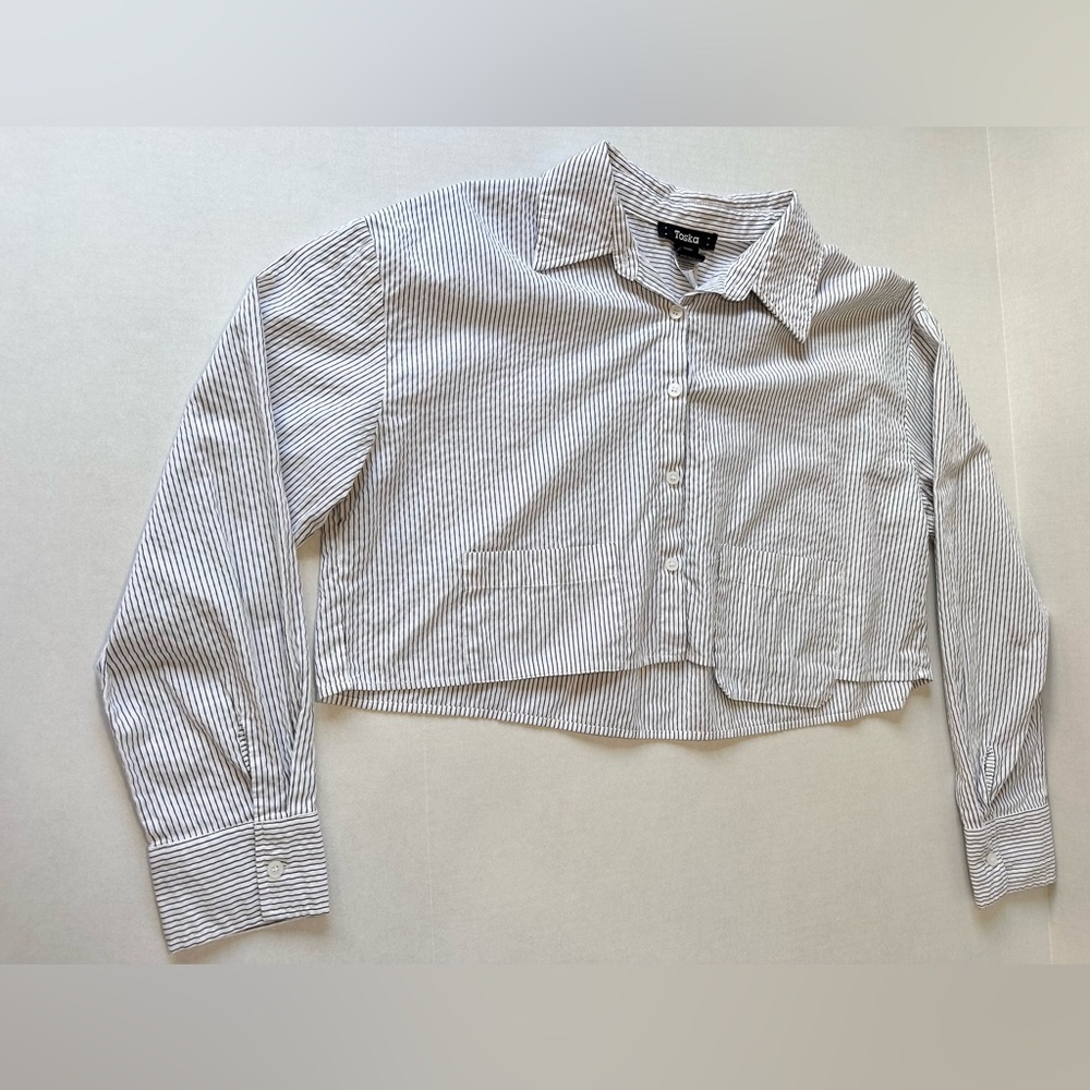 Toska Black and White Striped Button Down Shirt